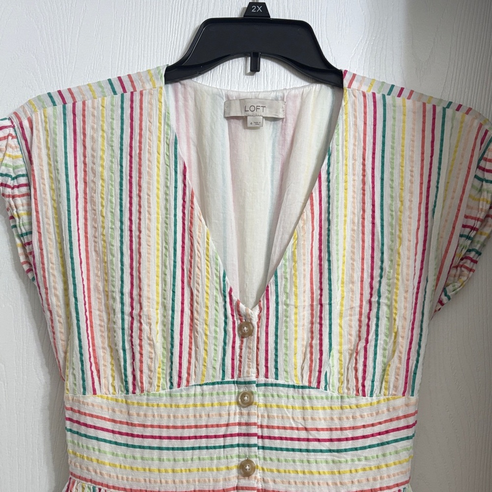 Loft Striped Multicolor Button-Down Dress - Picture 2 of 4